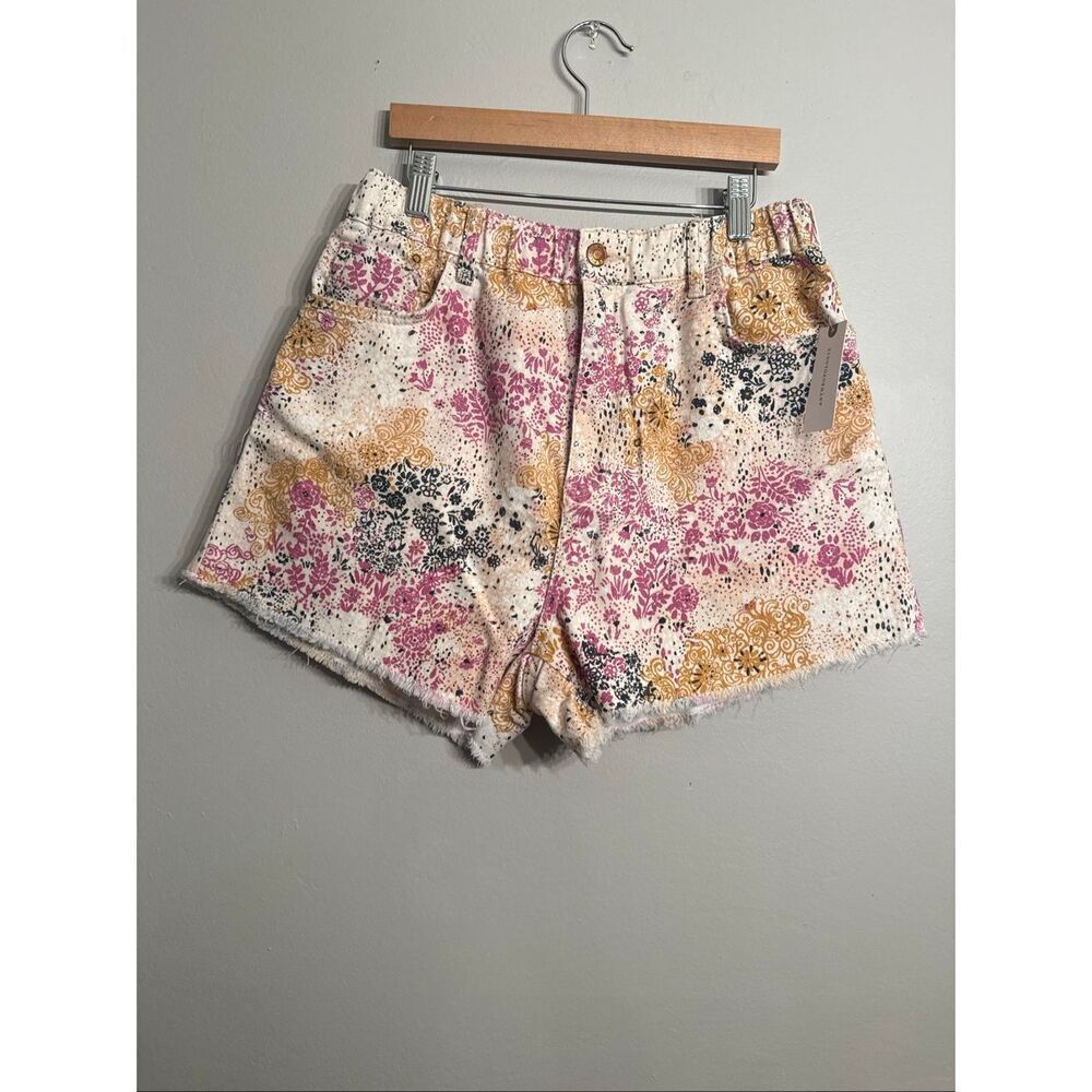 Anthropologie Pilcro Multicolor‎ Floral Scrunchie Denim Shorts Size Medium NWT